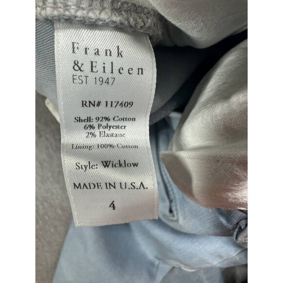 Frank & Eileen Wicklow Italian Performance Light Wash Blue Chino Pants Size 4 - Picture 3 of 11